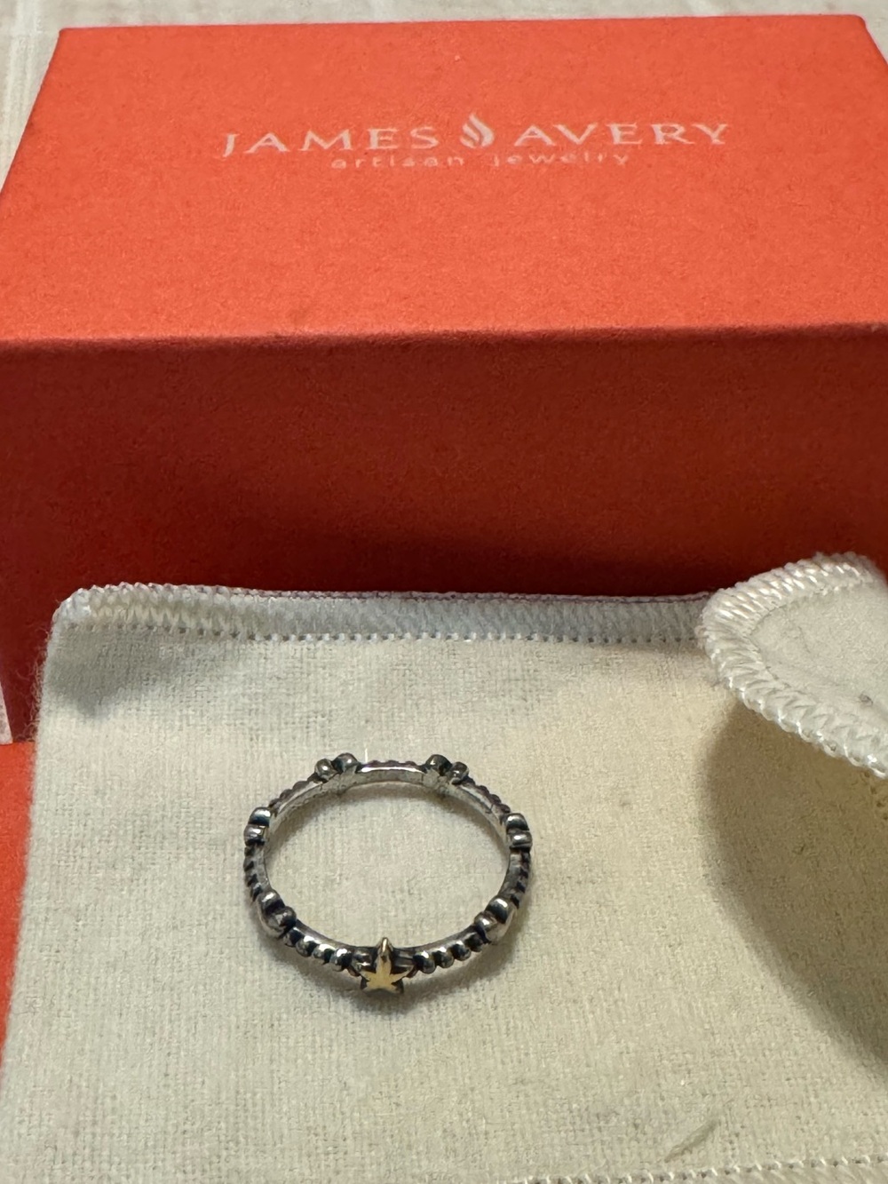 James Avery Two-Tone Star Bead Ring in Silver and Gold